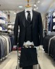 İtalyan Kesim Slim Fit Mono Yaka Tek Düğme Ceket Pantolon Takım Elbise Siyah