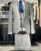 İtalyan Stil Kırlangıç Yaka Yelekli Takım Elbise Açık Gri 2