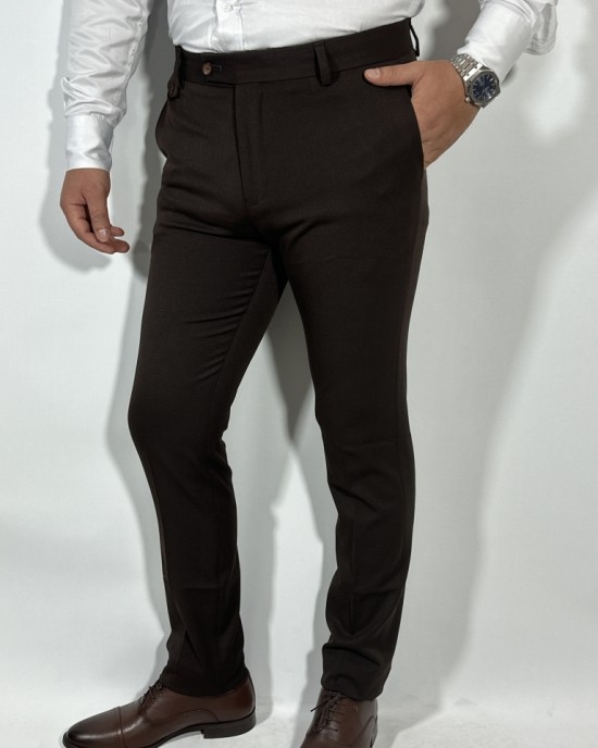 Slim Fit Klasik Cepli Pantolon Kahverengi