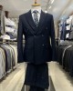 İtalyan Stil Kırlangıç Yaka Çizgili Takım Elbise Lacivert