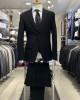 İtalyan Stil Slim Fit Mono Yaka Spor Takım Elbise Siyah